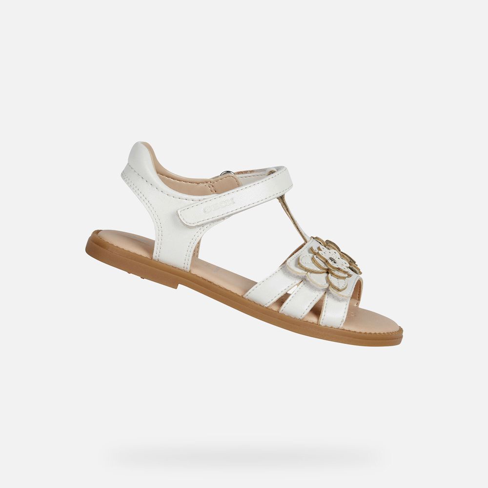 Geox Sandals White Karly - Geox Girls Shoes - DKFVAC730